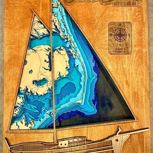 The Outer Banks Boat Themen-Svg-Datei für Laser, Vatertagsgeschenk, Glowforge Karte SVG, Laserkarte Schnittdatei, See Tiefe Karte svg, Schichtkarte,