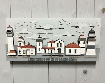Lighthouses in Washington svg file for lasers, Glowforge svg,laser cut file,wedding gift, home decor