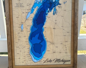 File svg del lago Michigan per laser, mappa del lago in formato SVG, mappa Glowforge in formato SVG, file di taglio della mappa laser, mappa della profondità del lago in formato SVG, regalo di nozze, spiaggia in formato SVG