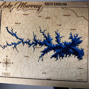 Archivo svg del mapa del lago Murray para láseres, mapa topográfico, mapa del lago Svg, mapa de Glowforge svg, mapa de profundidad del lago svg, regalo de boda,