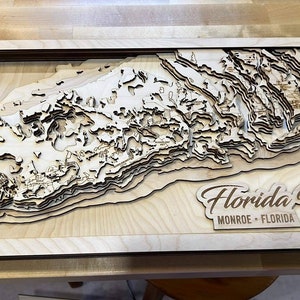 Florida Keys svg, kaart van het meer Svg, Glowforge svg-bestand, lasergesneden kaart svg, meerdiepte kaart svg, topografische kaart svg, kaart svg, bathymetrische kaart