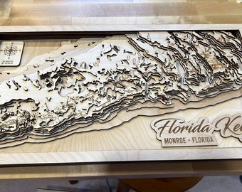Cayos de Florida SVG, mapa de lago SVG, archivo SVG de Glowforge, mapa cortado con láser SVG, mapa de profundidad de lago SVG, mapa topográfico SVG, mapa SVG, mapa batimétrico