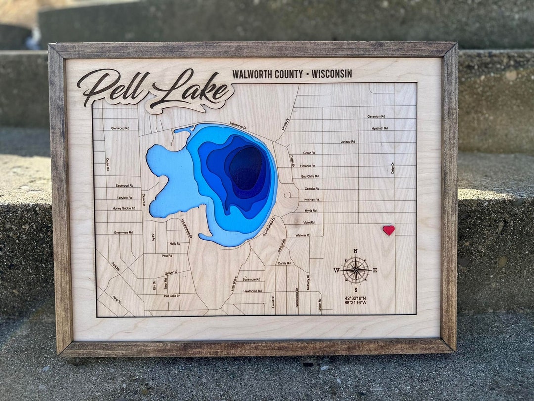 Pell Lake Map Svg File for Lasers, Lake Map Svg, Map Svg
