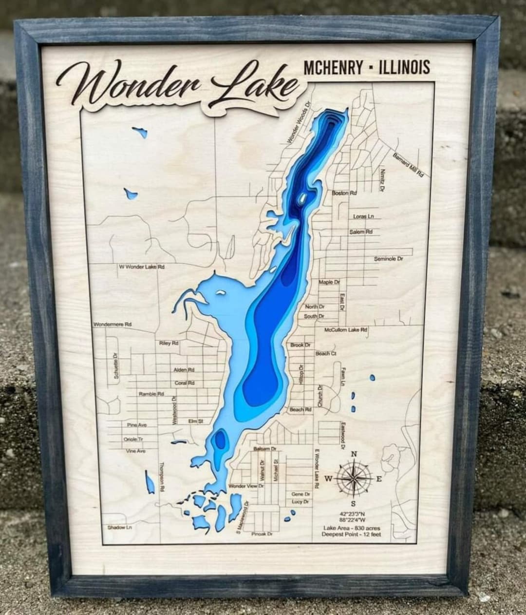 Wonder Lake Illinois Svg File for Lasers, Lake Map Svg, Map
