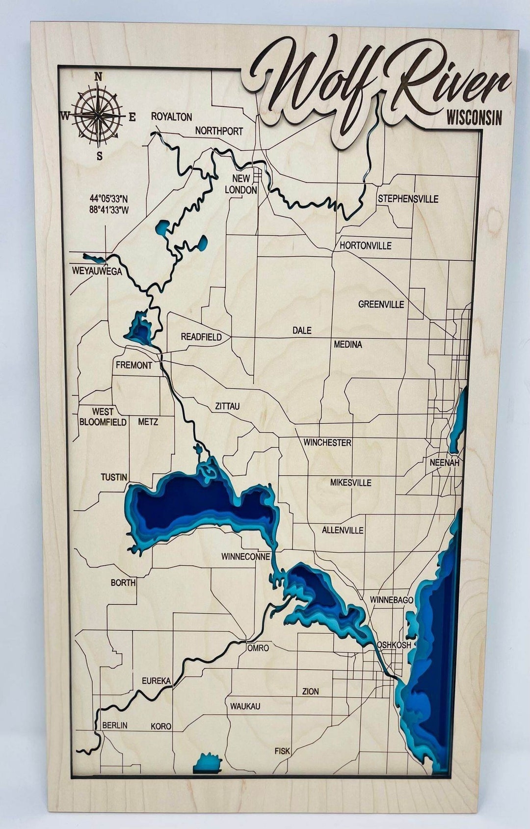 Wolf River Wisconsin Svg File for Lasers, Lake Map Svg, Map