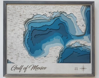 Gulf of Mexico map Svg File,Lake Svg, Glowforge lake map svg, laser cut map, lake depth map svg, Lake Depth map, coastal map, beach map