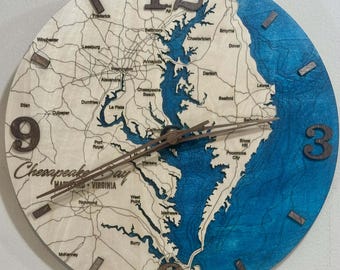 Chesapeake Bay Clock themed svg file for lasers,Sailing svg,adventure map svg, laser map cut file,nautical, seaman,sailor gift, captain gift