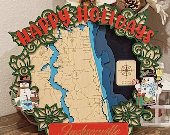Jacksonville Holiday theme map svg design,housewarming gift,couple gift, closing gift,wedding gift,realtor gift, holiday gift,christmas gift