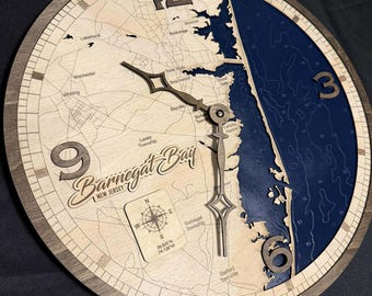 Barnegat Bay Clock themed svg file for lasers,Sailing svg,adventure map svg, laser map cut file,nautical, seaman,sailor gift, captain gift