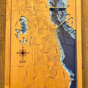 Titusville Florida kaart svg-bestand voor lasers, kaart van het meer Svg, Glowforge kaart svg, laserkaart gesneden bestand, kaart van de diepte van het meer svg, huwelijkscadeau,