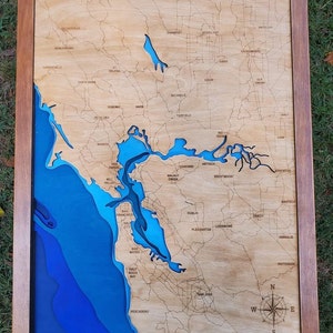 The Bay Area Karte SVG-Datei für Laser, Topographische Karte, See Karte svg, Glowforge Karte svg, See Tiefe Karte svg, Hochzeitsgeschenk, Hochzeit Geschenk,