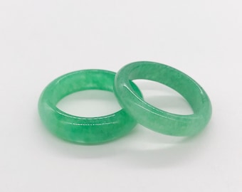 Genuine Light Green Jade Band Ring