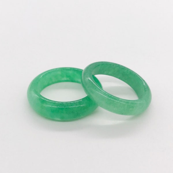 Genuine Light Green Jade Band Ring