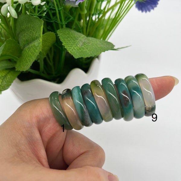 SIZE 10 Genuine Green Agate Solid Band Rings, Gemstone ring