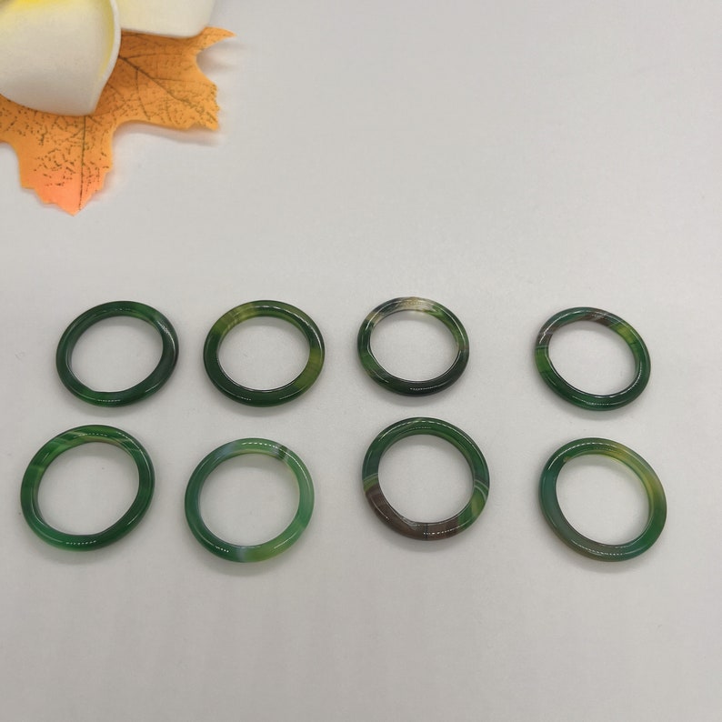 3mm Genuine Green Agate Solid Band Ring, Natural Gemstone Agate Ring image 5