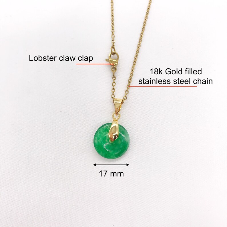 Lucky Genuine Green Jade Circle Coin Pendant Gold Plated Etsy
