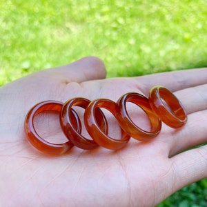 6mm Red Agate Carnelian Solid Band Ring, Gemstone Ring