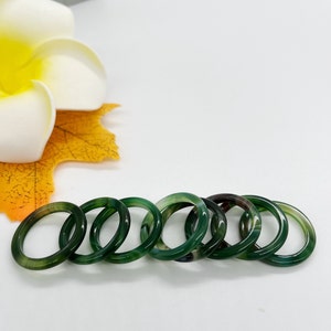 3mm Genuine Green Agate Solid Band Ring, Natural Gemstone Agate Ring image 1