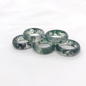 dendritic Moss Agate Ring Moss Agate Stone Band Ring Taurus Birthstone Ring