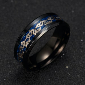 Blue Tone Dragon Stainless Steel Band Rings for Men/ Women/ Couple - Etsy