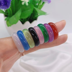 Natural Agate Gemstone 6 mm Solid Band Ring