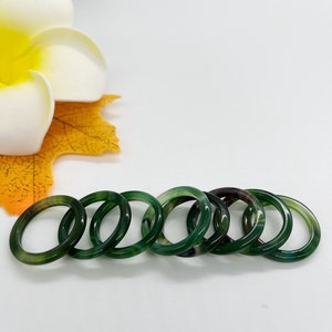 3mm Genuine Green Agate Solid Band Ring, Natural Gemstone Agate Ring image 2