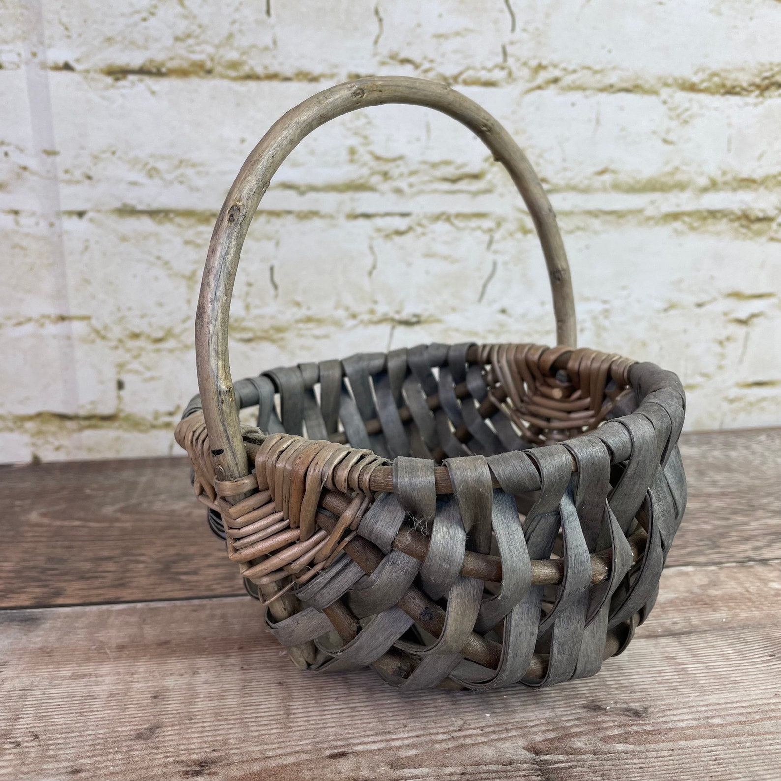 Small Woven Basket with Handle Etsy
