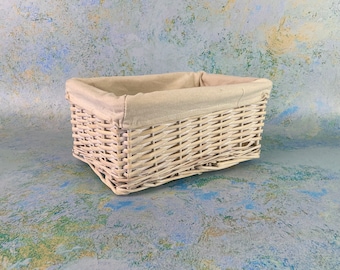 White Storage Basket with Cream Lining