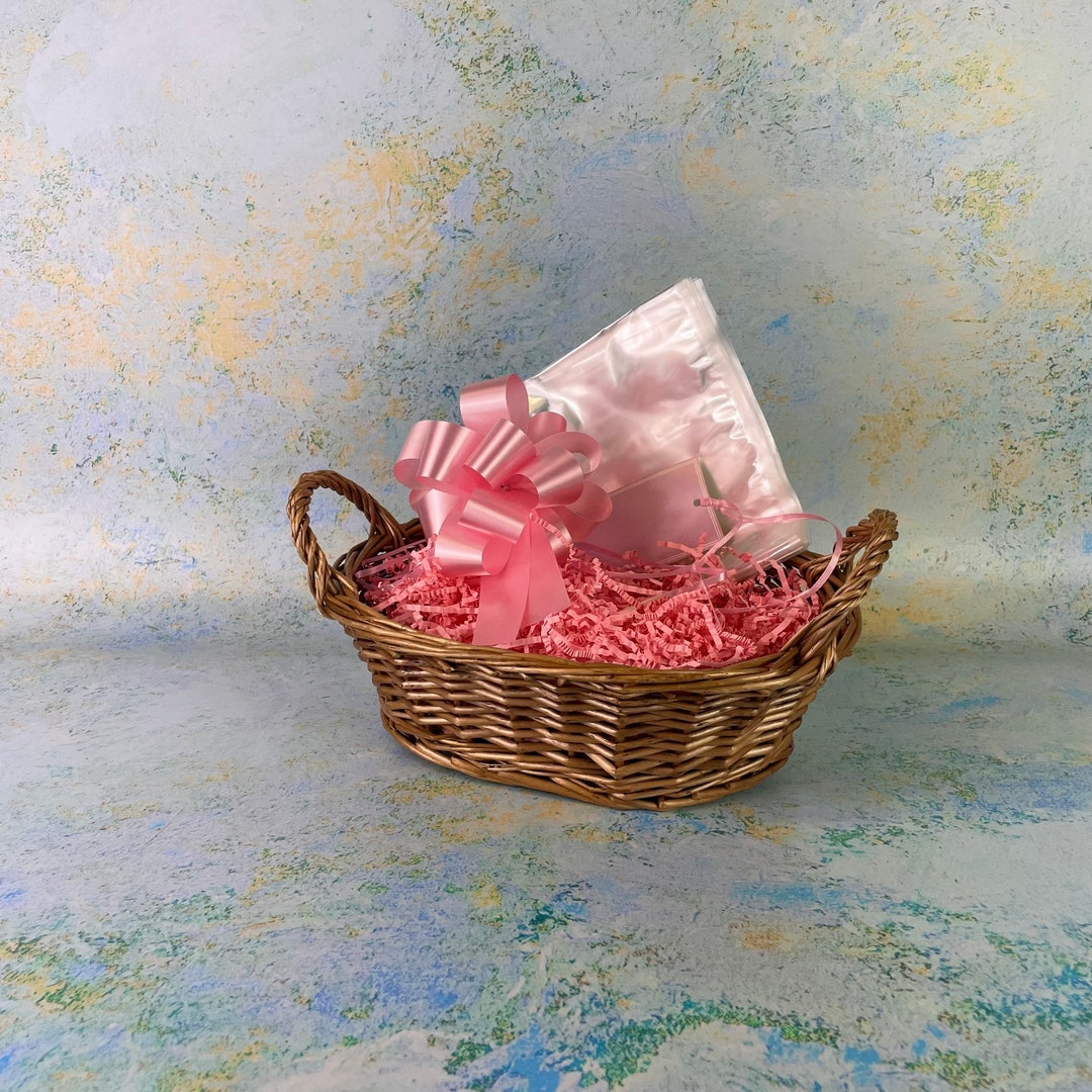 Pink Gift Hamper Kit with Oval Wicker Basket Etsy