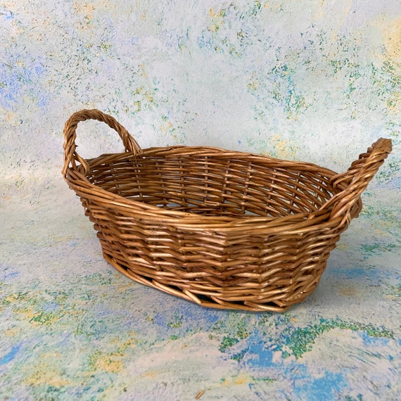 Large Oval Basket, Large Wicker Basket, Handwoven Basket, Rustic Willow  Basket Large Picnic Basket, Oval Basket With Handle, Woven Basket 