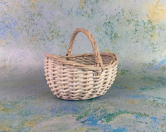 Flower Girl Basket - White Wicker