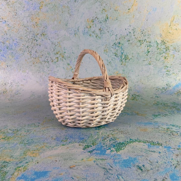 Flower Girl Basket - White Wicker
