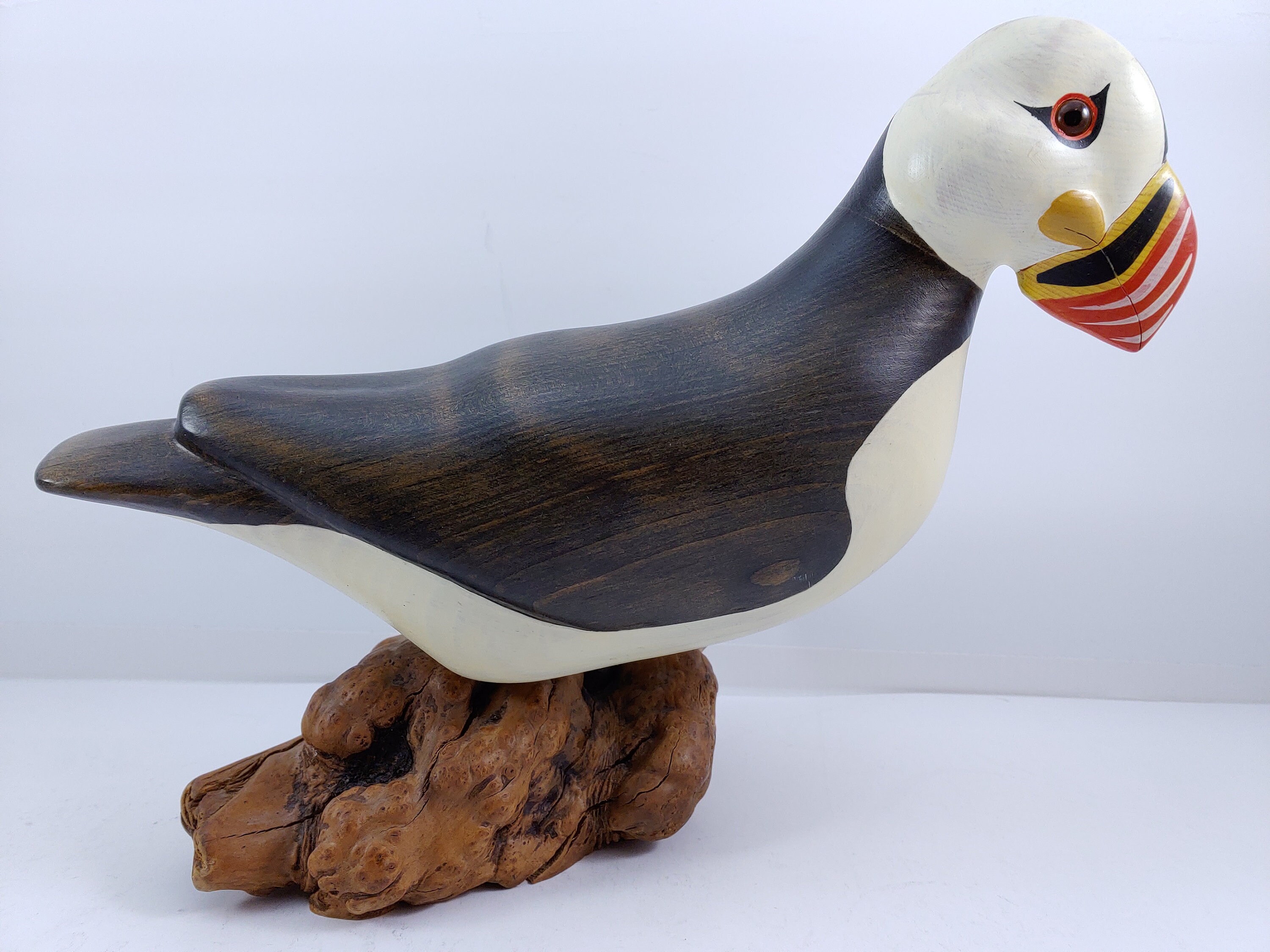Big Sky Carvers Hand Carved Wood PUFFIN with Glass Eyes Signed Etsy.de