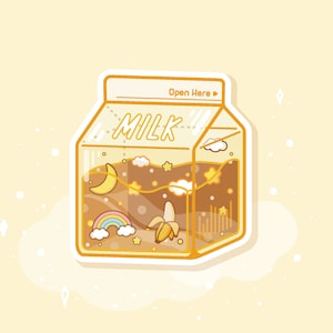 Starry Banana Milk Sticker - Colourful Milk Carton - Water Resistant Sticker