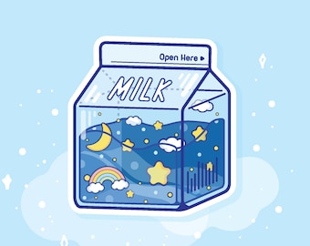 Starry Milk Box Sticker - Colourful Milk Carton - Water Resistant Sticker