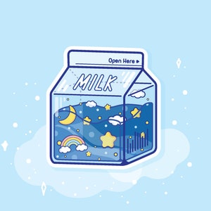 Starry Milk Box Sticker - Colourful Milk Carton - Water Resistant Sticker