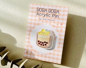 Bubble Tea Akrylowa Przypinka - Słodka Gwiazda Boba Przypinka - Jedyny w swoim rodzaju Akrylowa Odznaka BBT