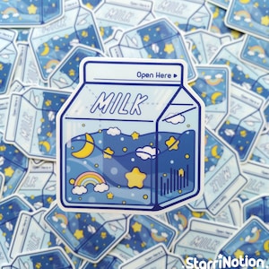 Milk Sticker - Waterproof Vinyl Sticker - Colourful Milk Carton
