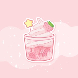 Strawberry Ice Cream Sticker - Colourful Dessert Sticker - Water Resistant Sticker