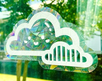 Cloud Suncatcher Sticker - Positive Vibes Rainbow Maker - Kawaii Handmade Window Decal