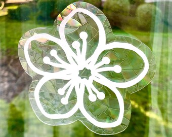 Cherry Blossom Suncatcher Sticker - Sakura Rainbow Maker - Handmade Window Decal