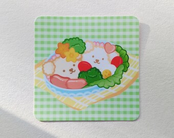 Cute Bento Box Sticker - Kawaii Rice Bear Picnic Sticker - Waterproof Vinyl Sticker