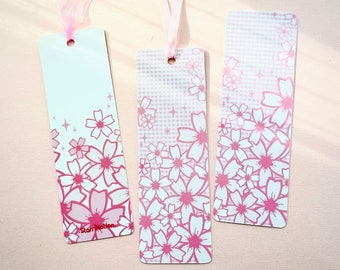 Cherry Blossom Bookmark: Pink Sakura, Glossy Laminated Cardstock