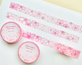 Pink Cherry Blossom Washi Tape: Kawaii Floral Sakura