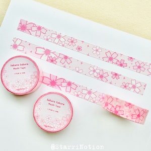 Pink Cherry Blossom Washi Tape - Cute Floral Washi Tape - Kawaii Sakura Washi Tape