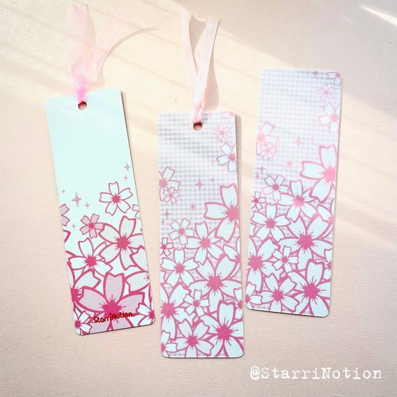 Cherry Blossom Bookmark: Pink Sakura, Glossy Laminated Cardstock