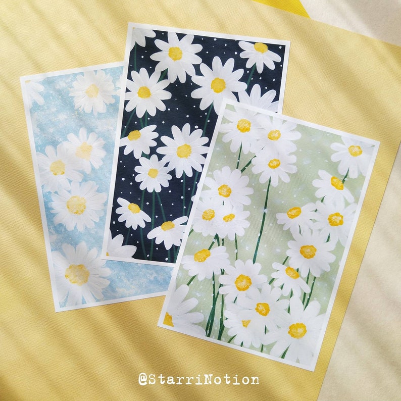 Cute Wall Art - Daisy Art Print - Mini Flower Print - Kawaii Wall Decor image 7
