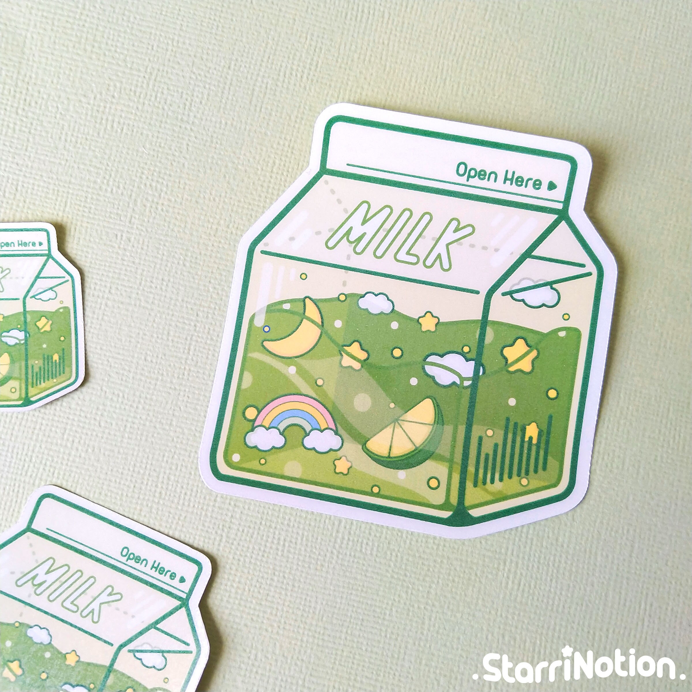 Milk Carton, Holographic Sticker, Handmade Sticker, Stickers, Kawaii M –  littlepaperies