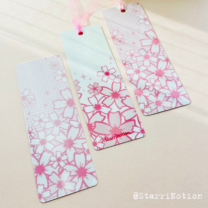 Cherry Blossom Bookmark: Pink Sakura, Glossy Laminated Cardstock image 6