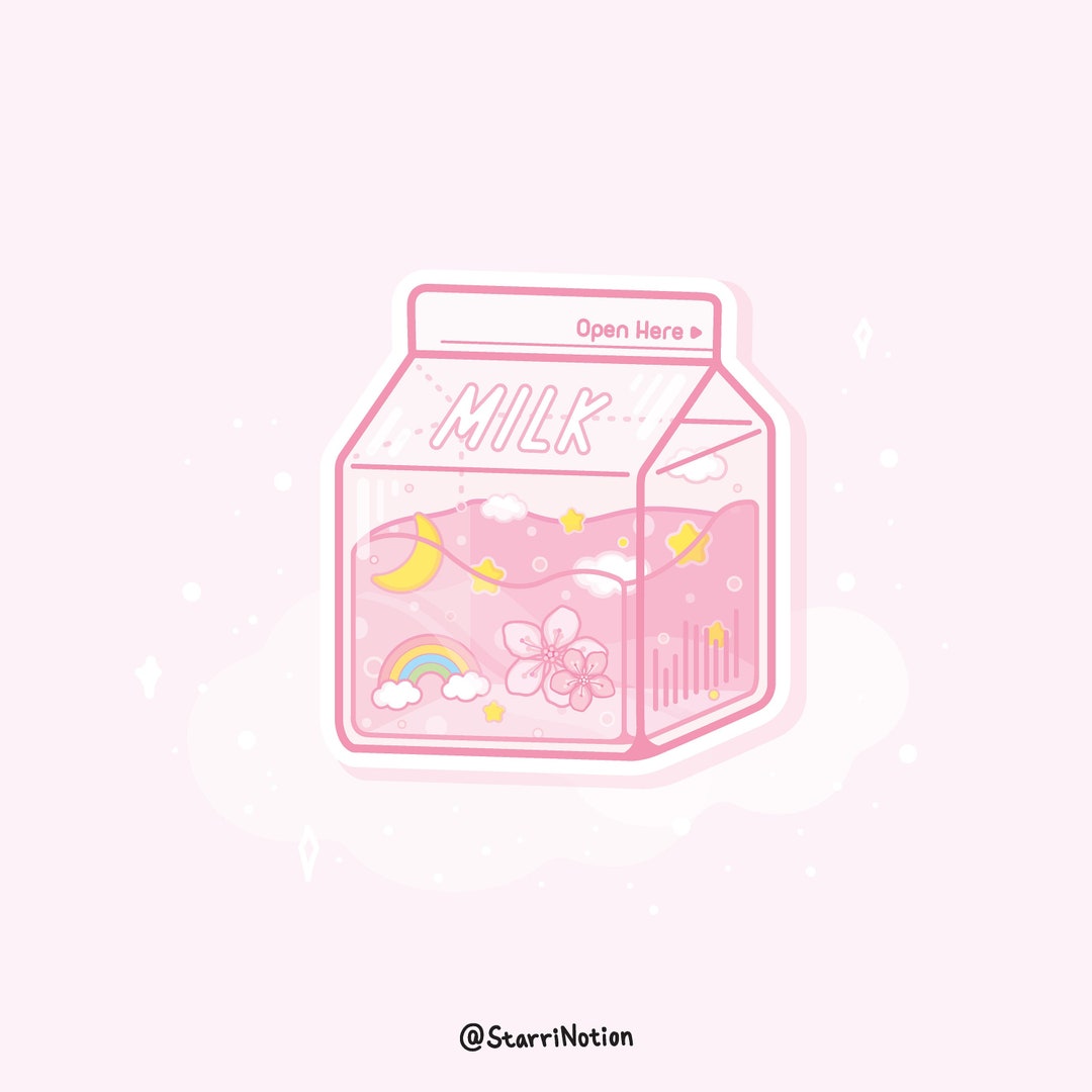 Cherry Blossom Milk Sticker Starry Sakura Milk Carton - Etsy